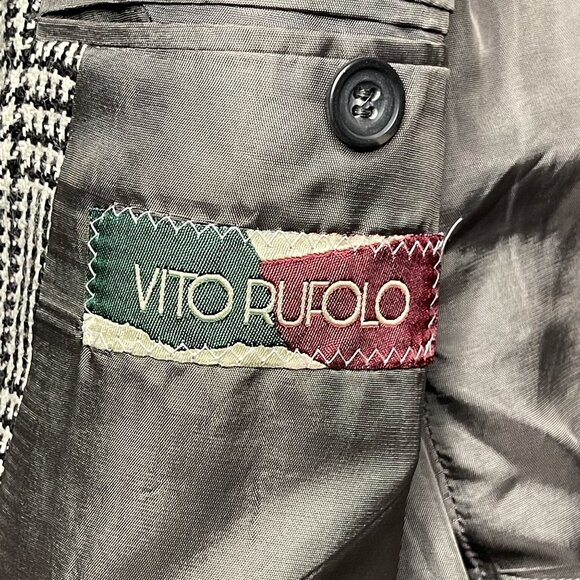 Vito Rufolo Vintage Alpaca Houndstooth Plaid Blazer Jacket Men's 44 Italian Made - Picture 4 of 13